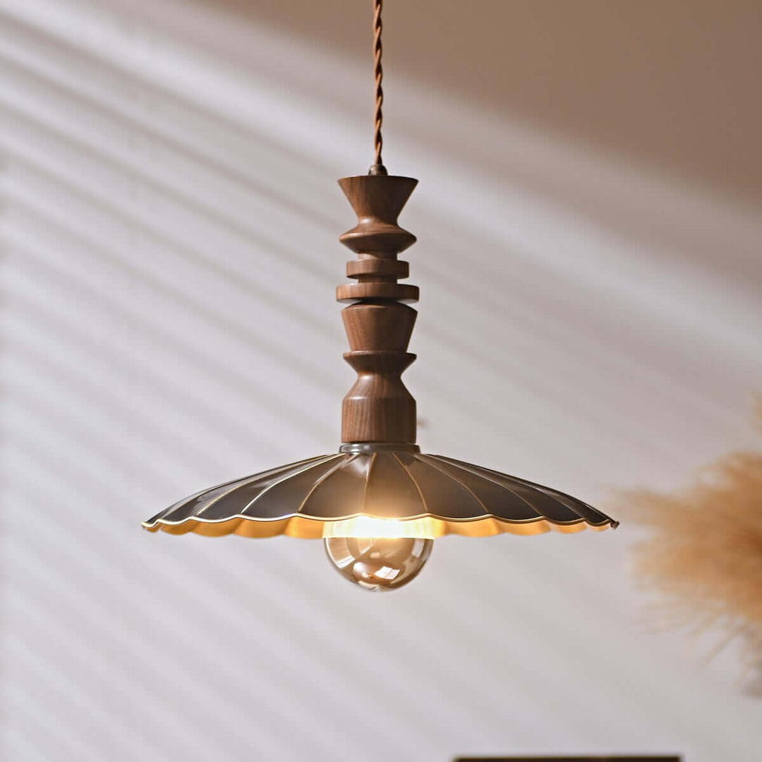 Aerial Ballet Chandelier β Elegant Walnut & Brass Lighting Fixture | Vinlighting