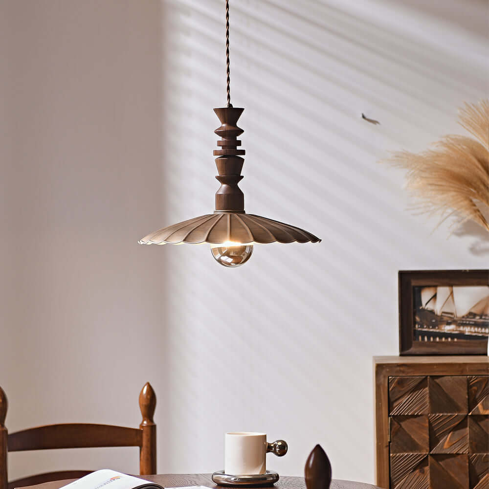 Aerial Ballet Chandelier β Elegant Walnut & Brass Lighting Fixture | Vinlighting