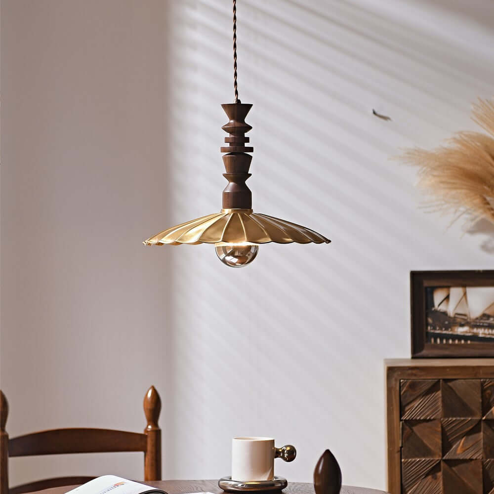 Aerial Ballet Chandelier β Elegant Walnut & Brass Lighting Fixture | Vinlighting