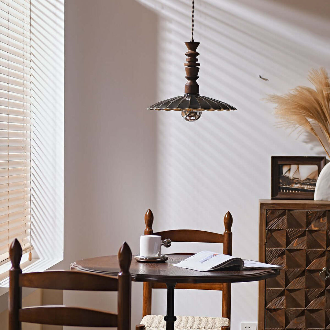 Aerial Ballet Chandelier β Elegant Walnut & Brass Lighting Fixture | Vinlighting