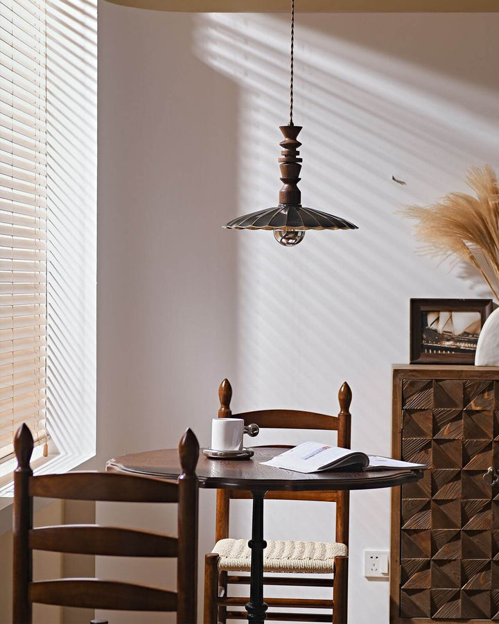 Aerial Ballet Chandelier β Elegant Walnut & Brass Lighting Fixture | Vinlighting