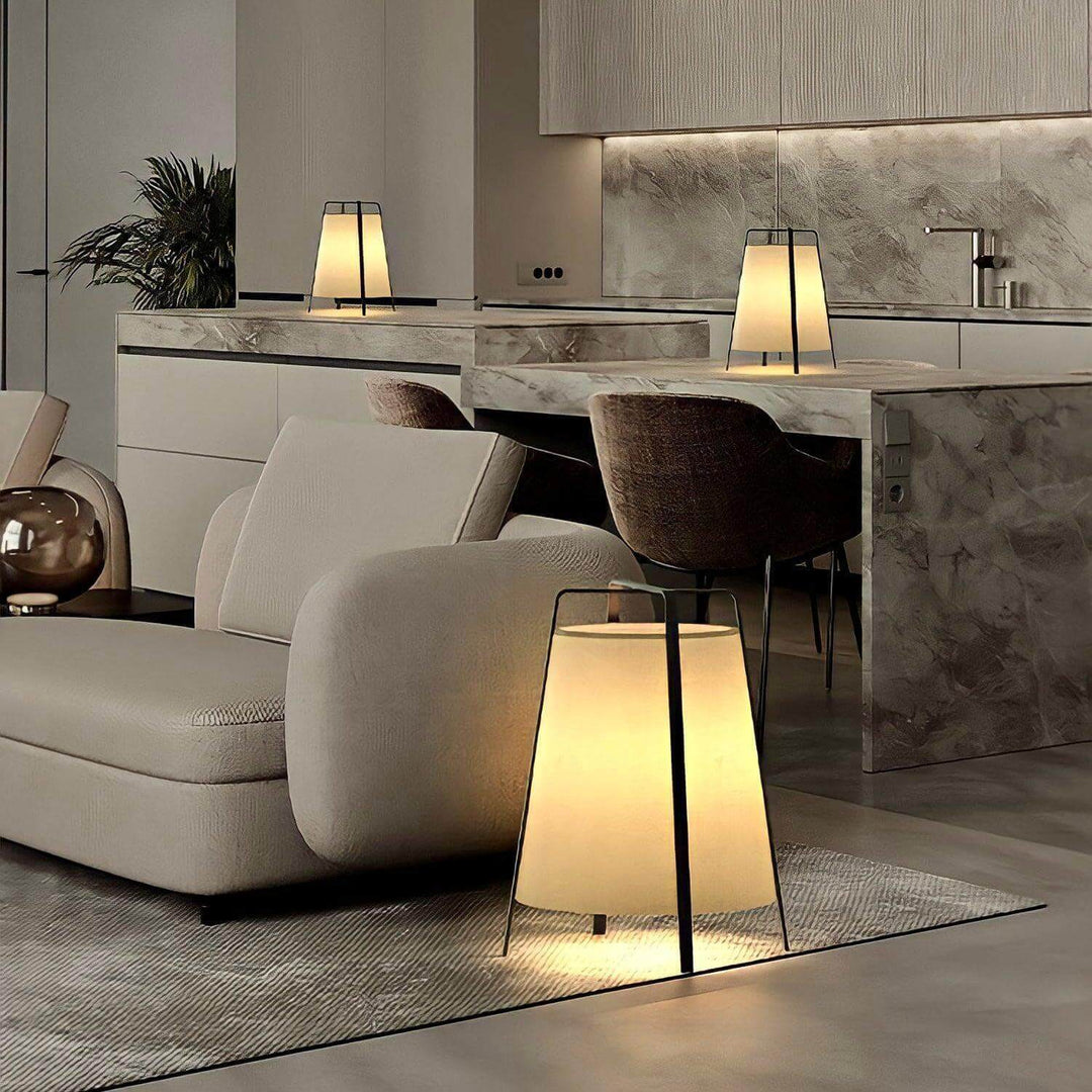 Elegant Akane Table Lamp in modern living room setting, showcasing vintage charm and unique design for stylish decor.