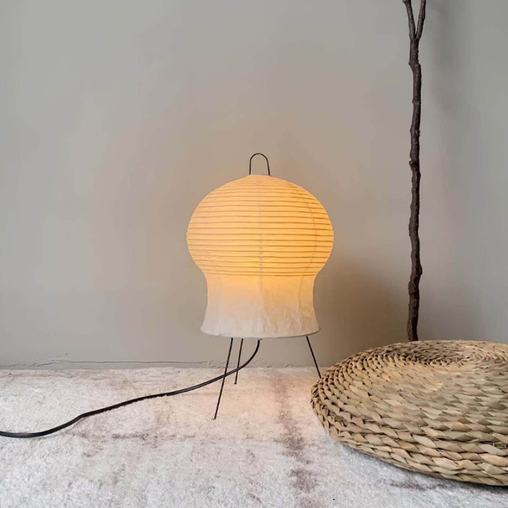 Akari 2N Japandi table lamp in white, perfect accent lamp for minimalist decor. Size Dia 25cm x H 43cm.