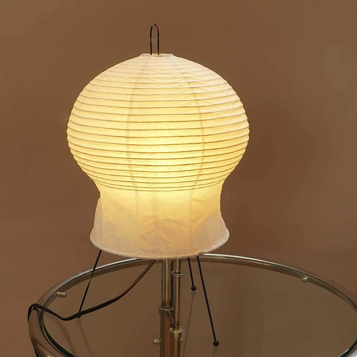 Akari 2N table lamp, a white Japandi accent lamp with an art deco design, perfect for stylish home decor.