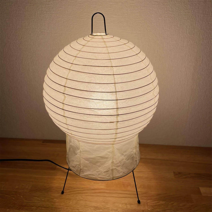 Akari 2N Japandi table lamp, white accent lamp with art deco design, 25cm diameter and 43cm height, perfect for modern decor.