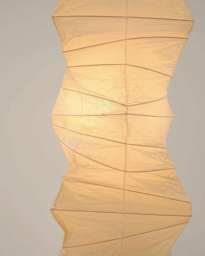 Elegant rice paper design of the Akari UF4-33N white floor lamp, a minimalist Japanese lantern for modern decor.