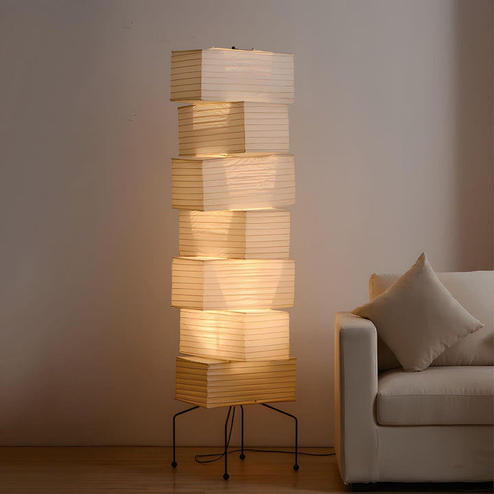 Akari UF4-L10 white rice paper floor lamp with minimalist design, perfect for modern home decor.