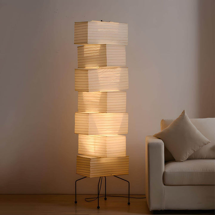 Akari UF4-L10 white rice paper floor lamp with minimalist design, perfect for modern home decor.