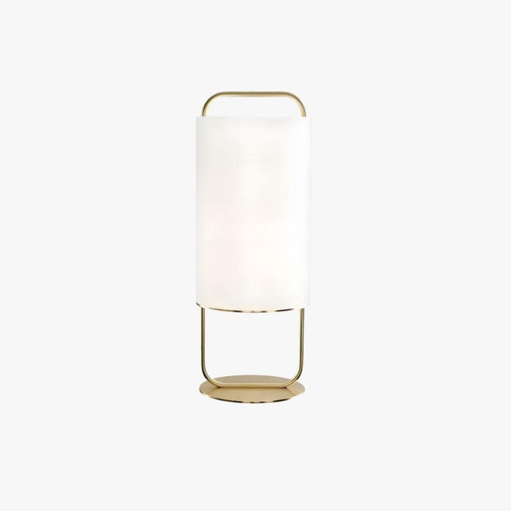 Alistair Table Lamp: elegant white bedside lamp with gold base, perfect for a Japandi-style decor.