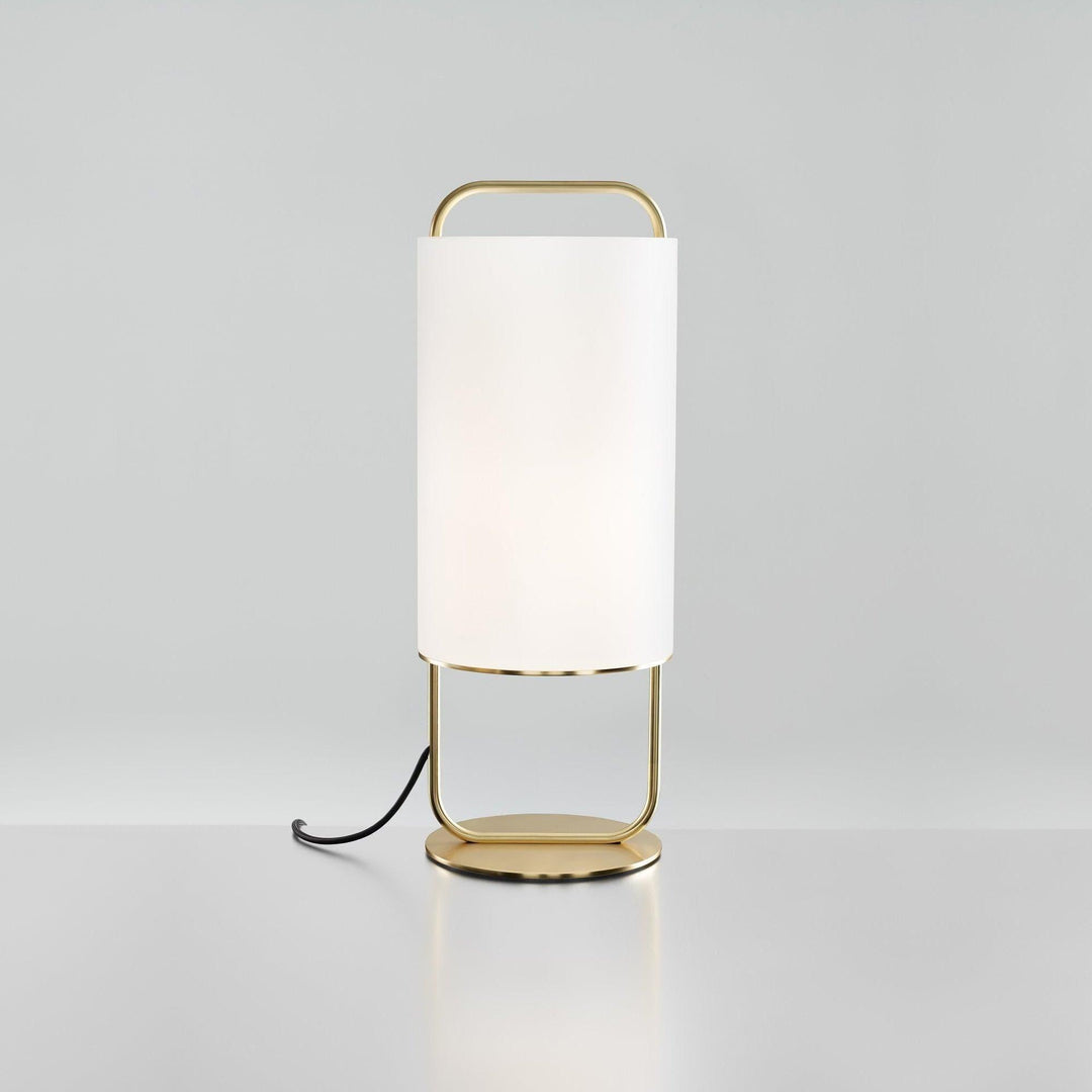 Alistair Table Lamp: stylish white lamp with gold base, perfect bedside touch for a Japandi decor.