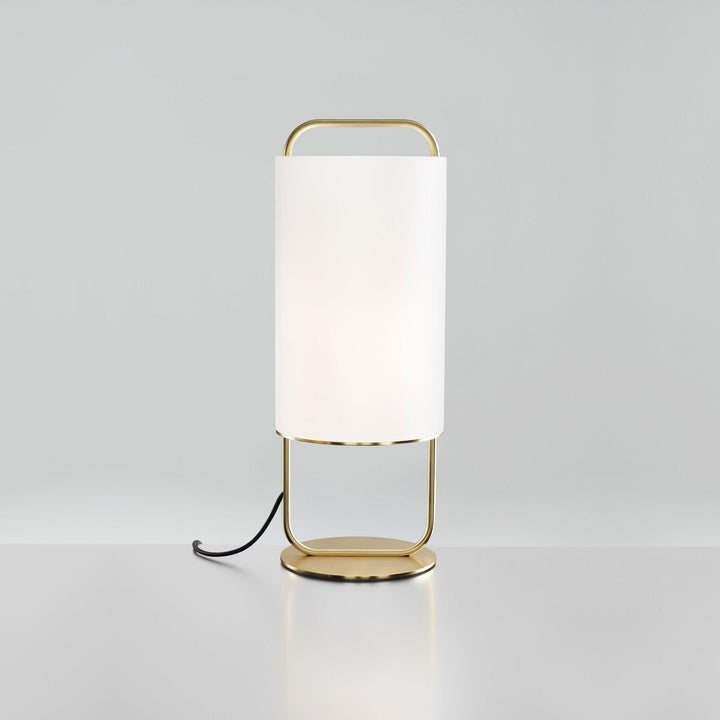 Alistair Table Lamp: stylish white lamp with gold base, perfect bedside touch for a Japandi decor.