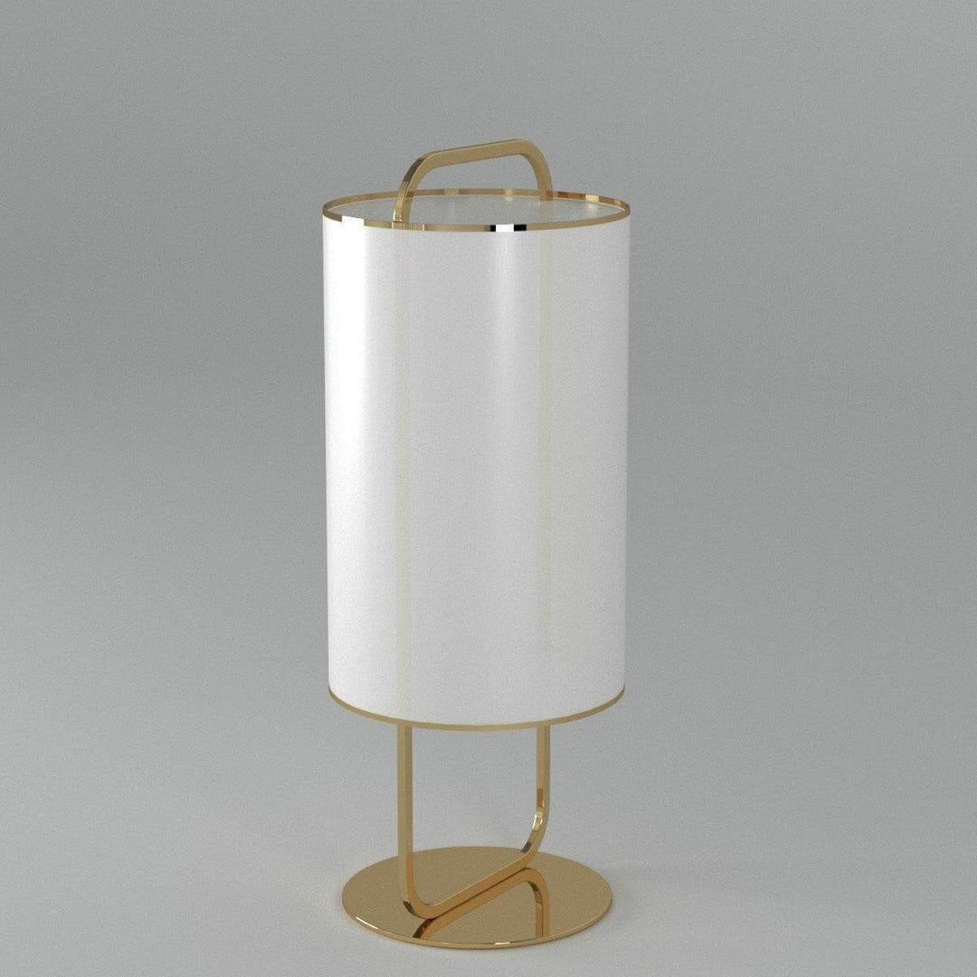 Alistair Table Lamp, a chic white lamp with a gold base, perfect for bedside or as a stylish Japandi table light.