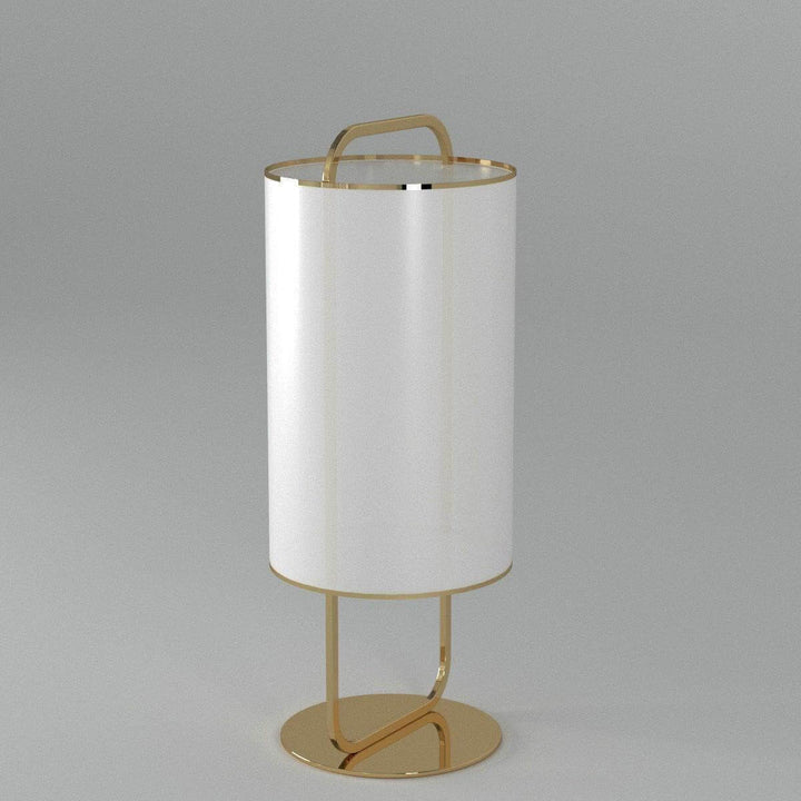 Alistair Table Lamp, a chic white lamp with a gold base, perfect for bedside or as a stylish Japandi table light.