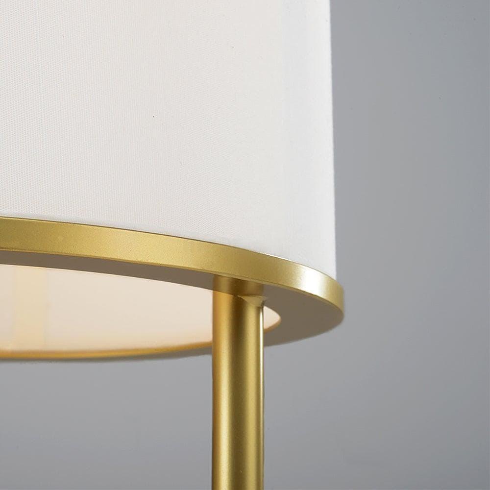 Close-up of Alistair Table Lamp featuring a white shade and gold accent, ideal for bedside or Japandi decor.