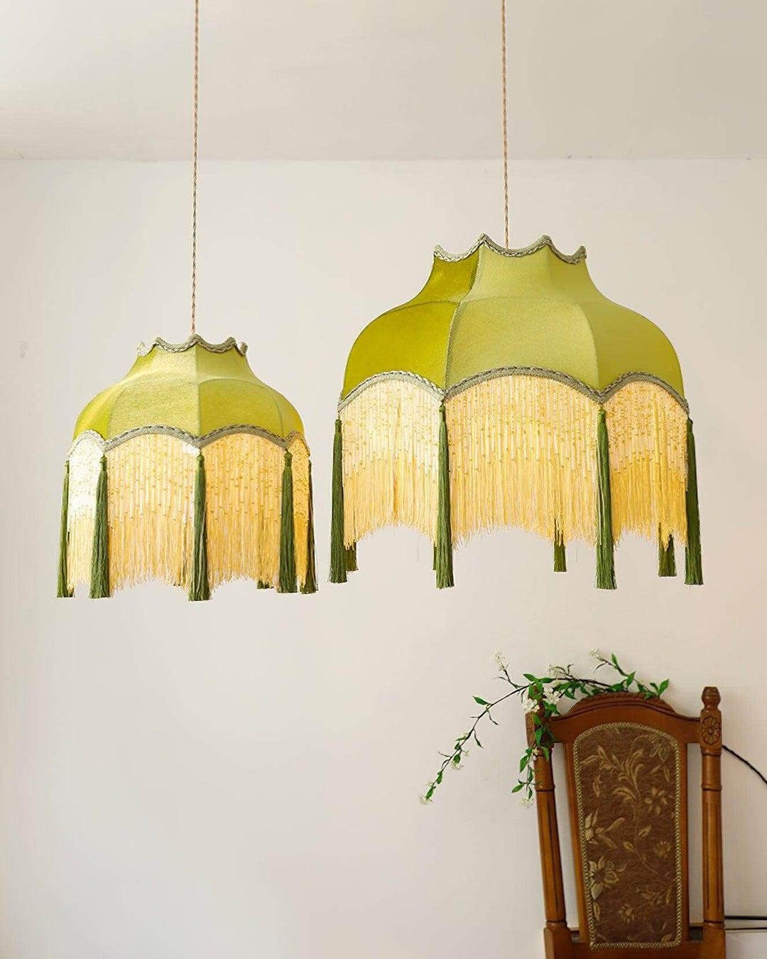 Alora Pendant Light - Contemporary Green Fabric for Living Room