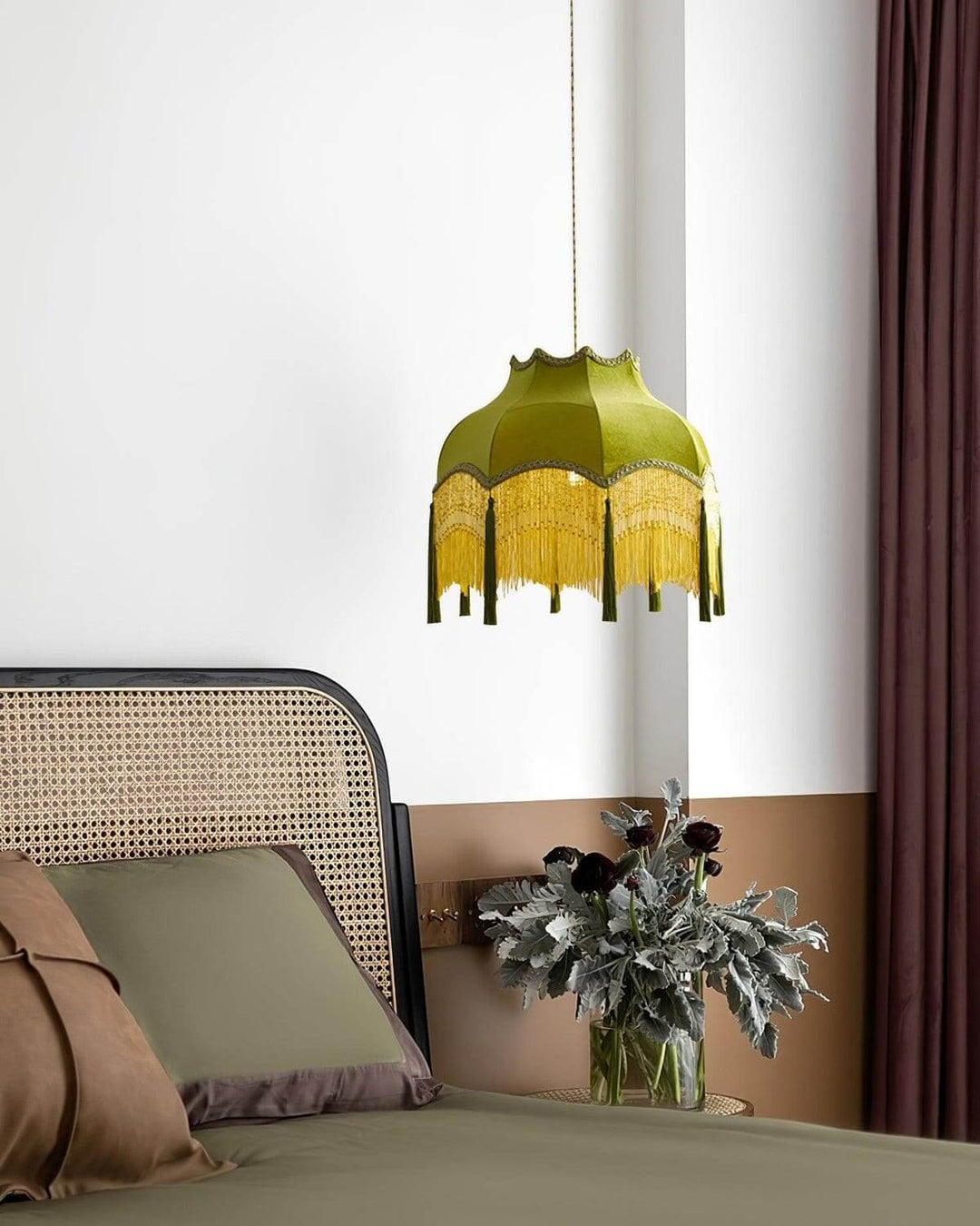 Alora Pendant Light - Contemporary Green Fabric for Living Room