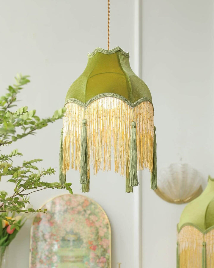 Alora Pendant Light - Contemporary Green Fabric for Living Room