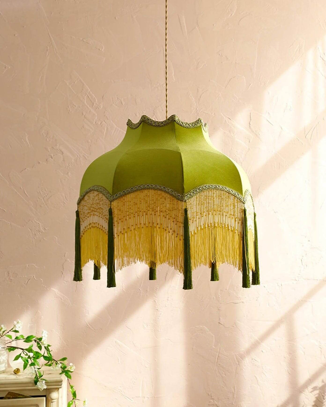 Alora Pendant Light - Contemporary Green Fabric for Living Room