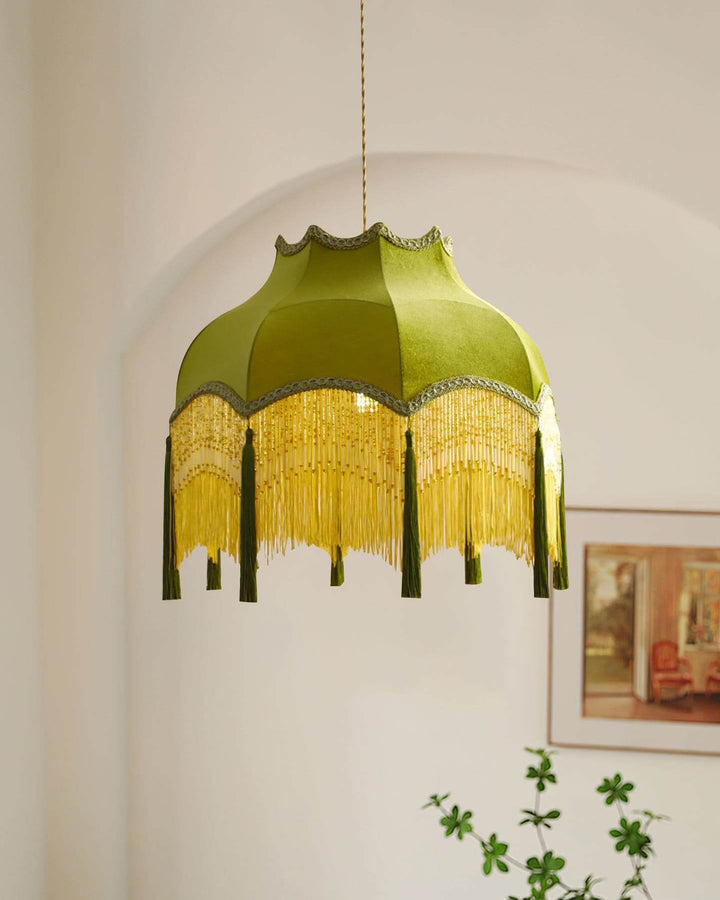 Alora Pendant Light - Contemporary Green Fabric for Living Room