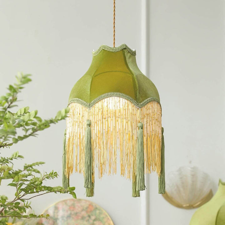 Alora Pendant Light - Contemporary Green Fabric for Living Room