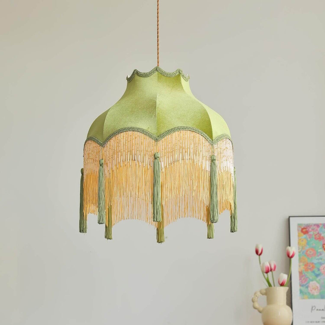 Alora Pendant Light - Contemporary Green Fabric for Living Room