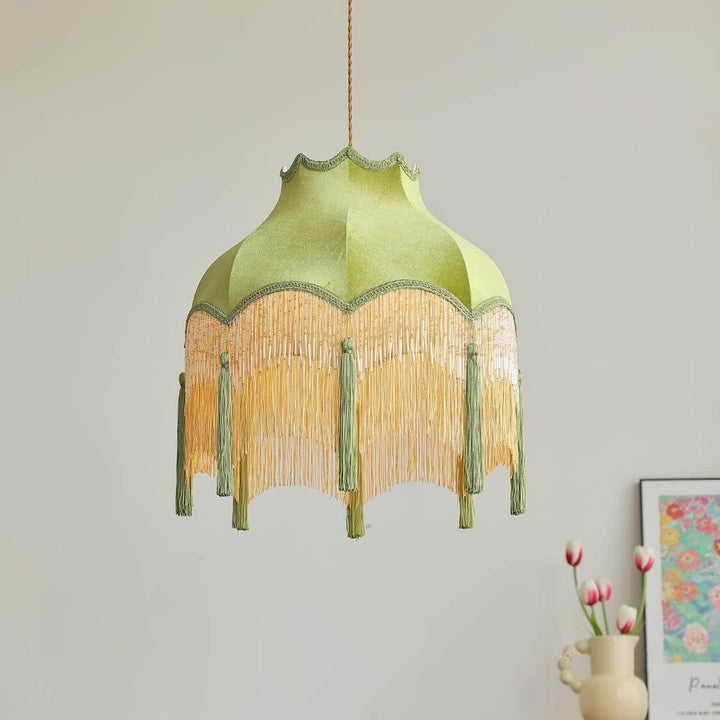 Alora Pendant Light - Contemporary Green Fabric for Living Room