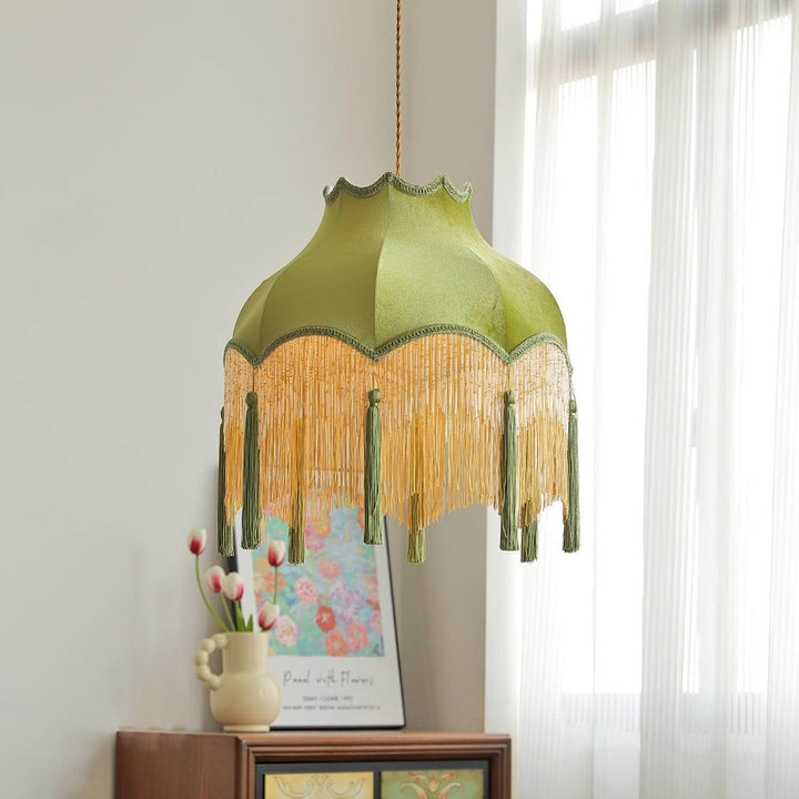 Alora Pendant Light - Contemporary Green Fabric for Living Room