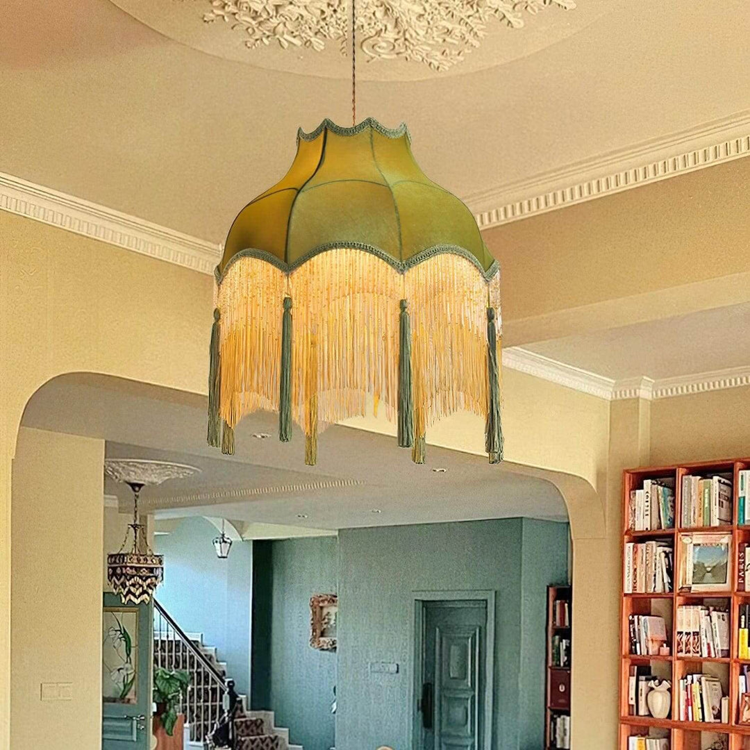 Alora Pendant Light - Contemporary Green Fabric for Living Room