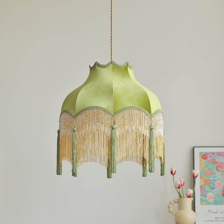 Alora Pendant Light - Contemporary Green Fabric for Living Room