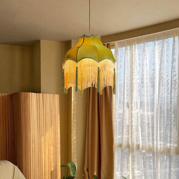 Alora Pendant Light - Contemporary Green Fabric for Living Room