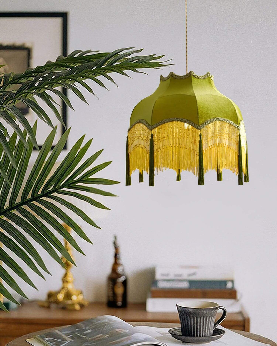 Alora Pendant Light - Contemporary Green Fabric for Living Room