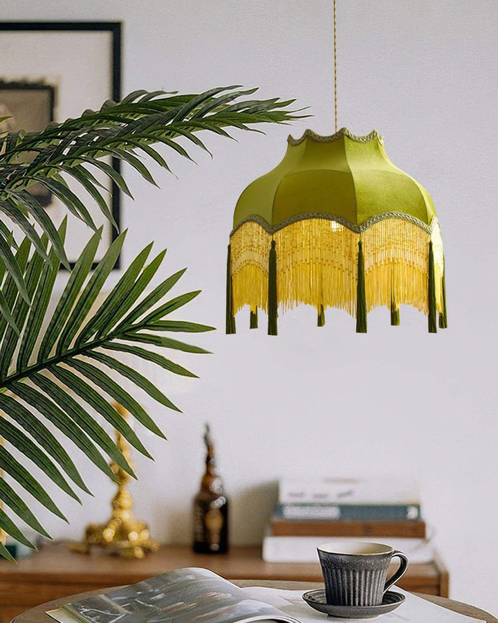 Alora Pendant Light - Contemporary Green Fabric for Living Room