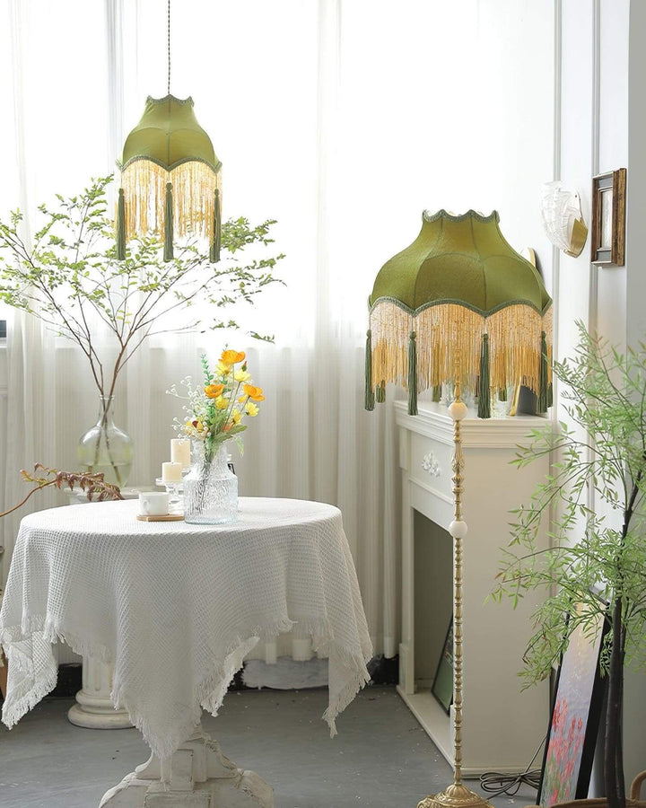 Alora Pendant Light - Contemporary Green Fabric for Living Room