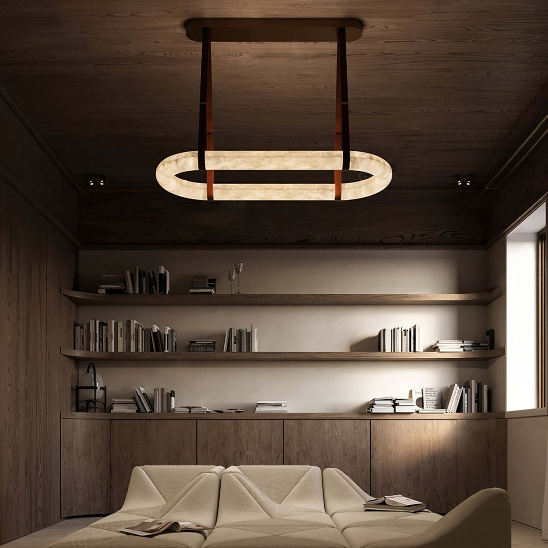 Altina Pendant Light β Minimalist Floating Ring with Alabaster & Brass | Vinlighting | Vinlighting