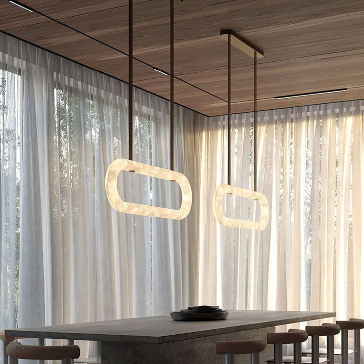 Altina Pendant Light β Minimalist Floating Ring with Alabaster & Brass | Vinlighting | Vinlighting