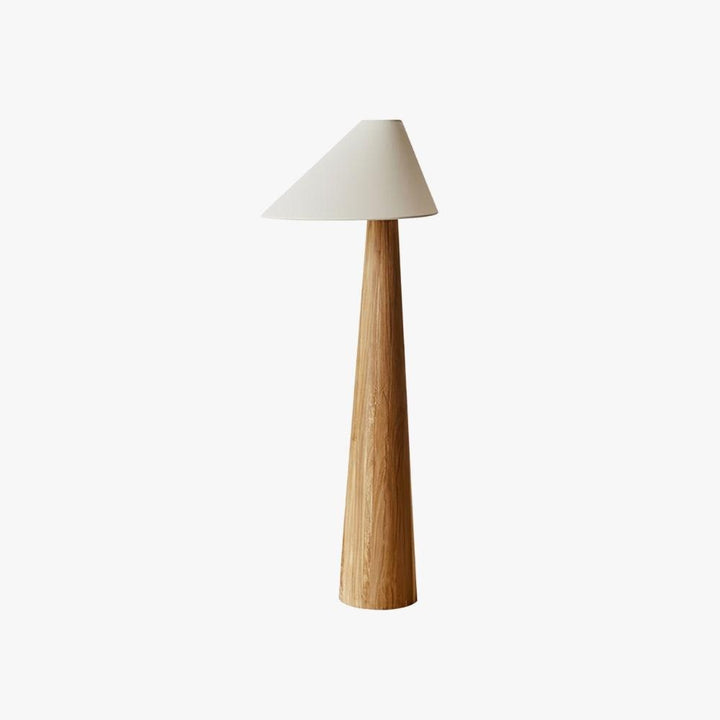 Alvin Floor Lamp, a wooden retro farmhouse lamp, with a conical shade and sleek design, ideal for any stylish decor.