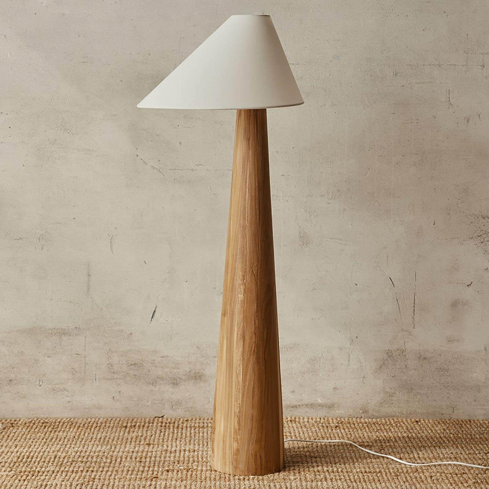 Alvin wooden floor lamp with a retro design, perfect for farmhouse decor. Dimensions: Dia 45cm x H 160cm.