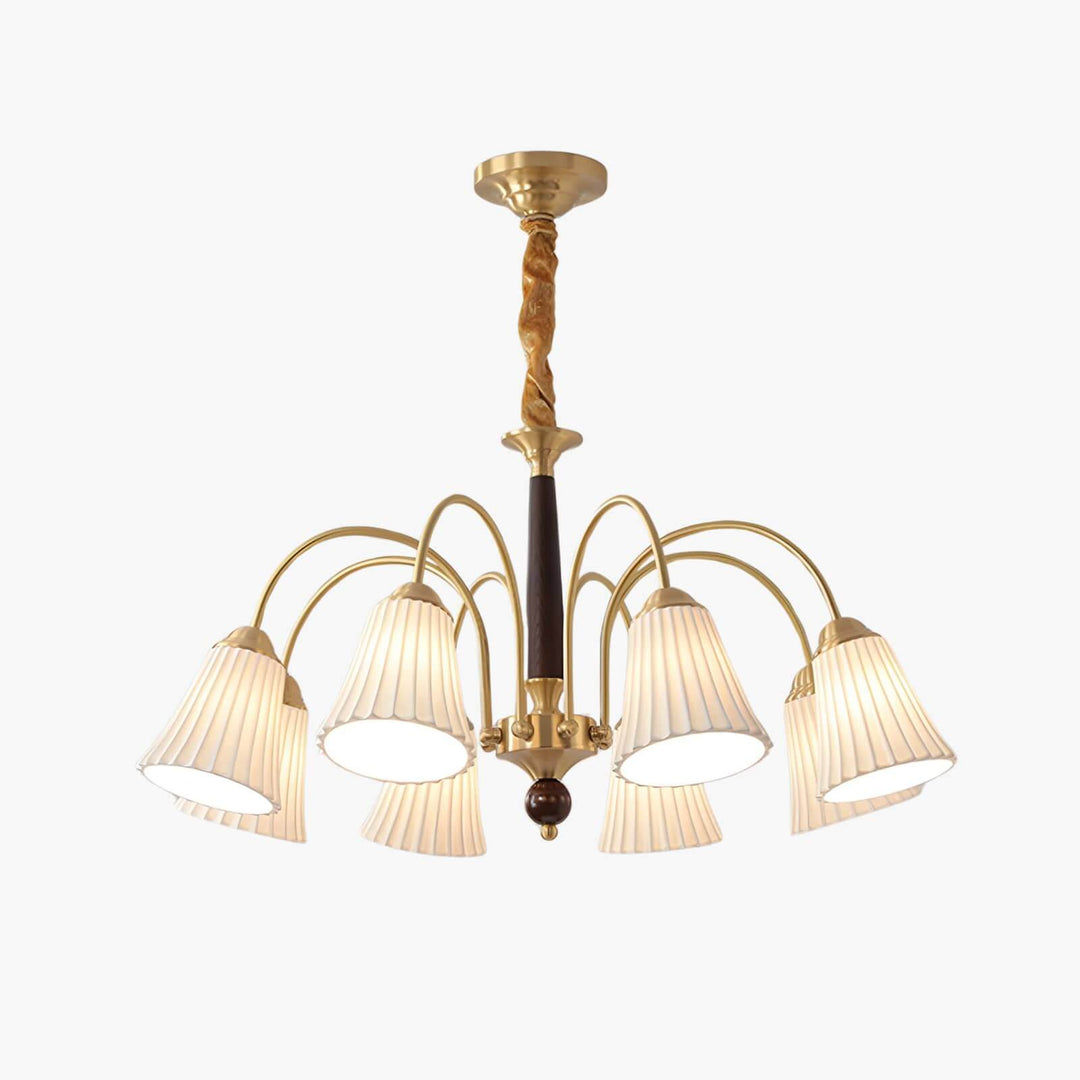 Ardelyn Ceramic Chandelier โ Contemporary Wood & Brass Lighting