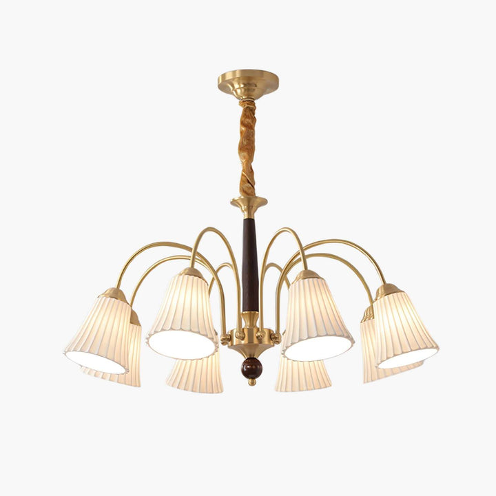 Ardelyn Ceramic Chandelier โ Contemporary Wood & Brass Lighting