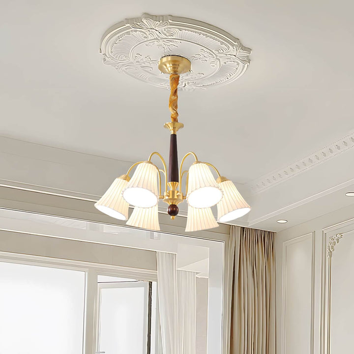Ardelyn Ceramic Chandelier โ Contemporary Wood & Brass Lighting