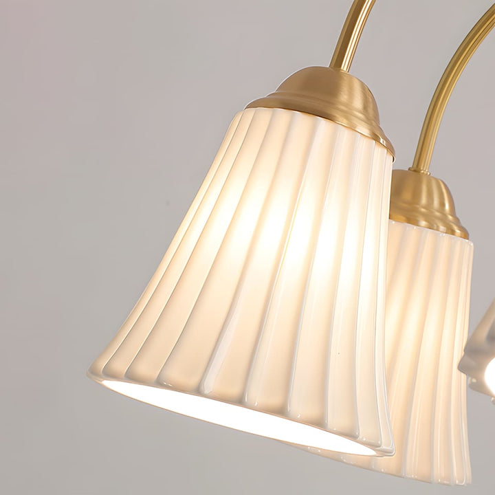 Ardelyn Ceramic Chandelier โ Contemporary Wood & Brass Lighting
