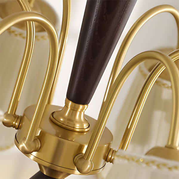 Ardelyn Ceramic Chandelier โ Contemporary Wood & Brass Lighting