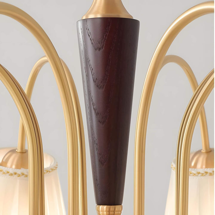 Ardelyn Ceramic Chandelier โ Contemporary Wood & Brass Lighting