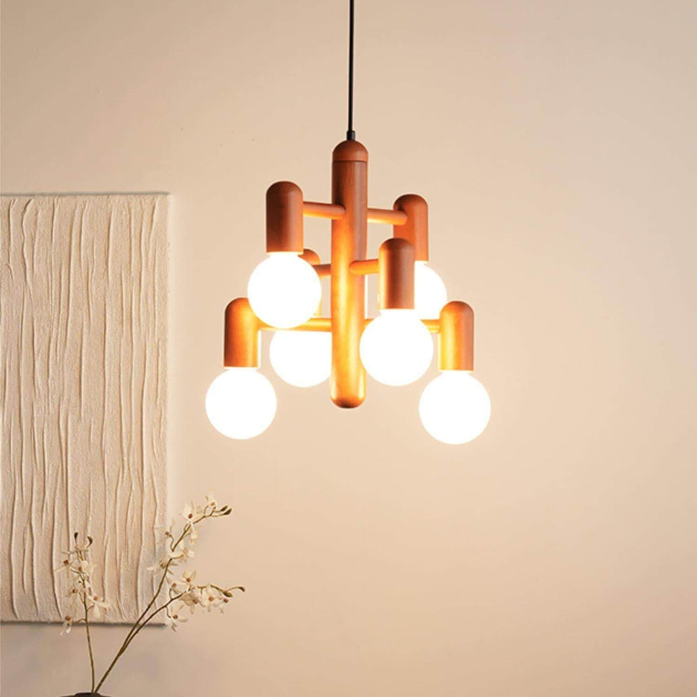 Artju Chandelier - Elegant Beech Wood Design with Six Soft-Light Heads | Vinlighting | Vinlighting