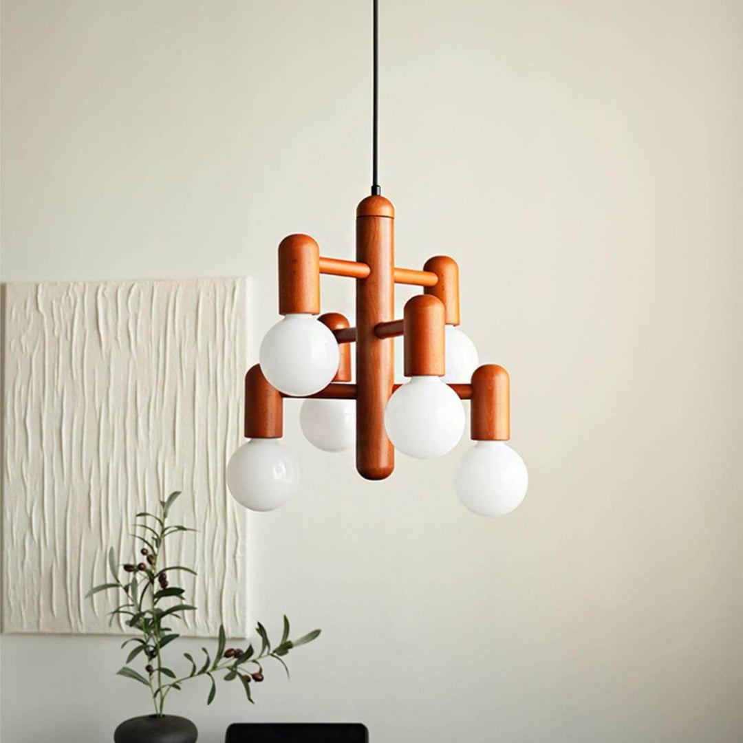 Artju Chandelier - Elegant Beech Wood Design with Six Soft-Light Heads | Vinlighting | Vinlighting