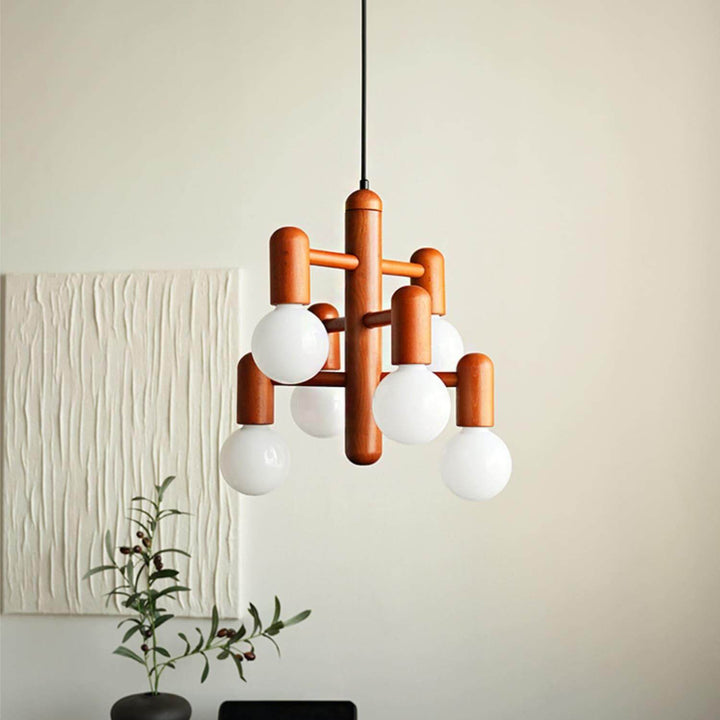 Artju Chandelier - Elegant Beech Wood Design with Six Soft-Light Heads | Vinlighting | Vinlighting