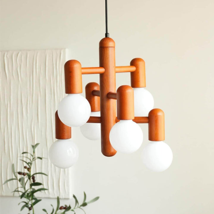 Artju Chandelier - Elegant Beech Wood Design with Six Soft-Light Heads | Vinlighting | Vinlighting