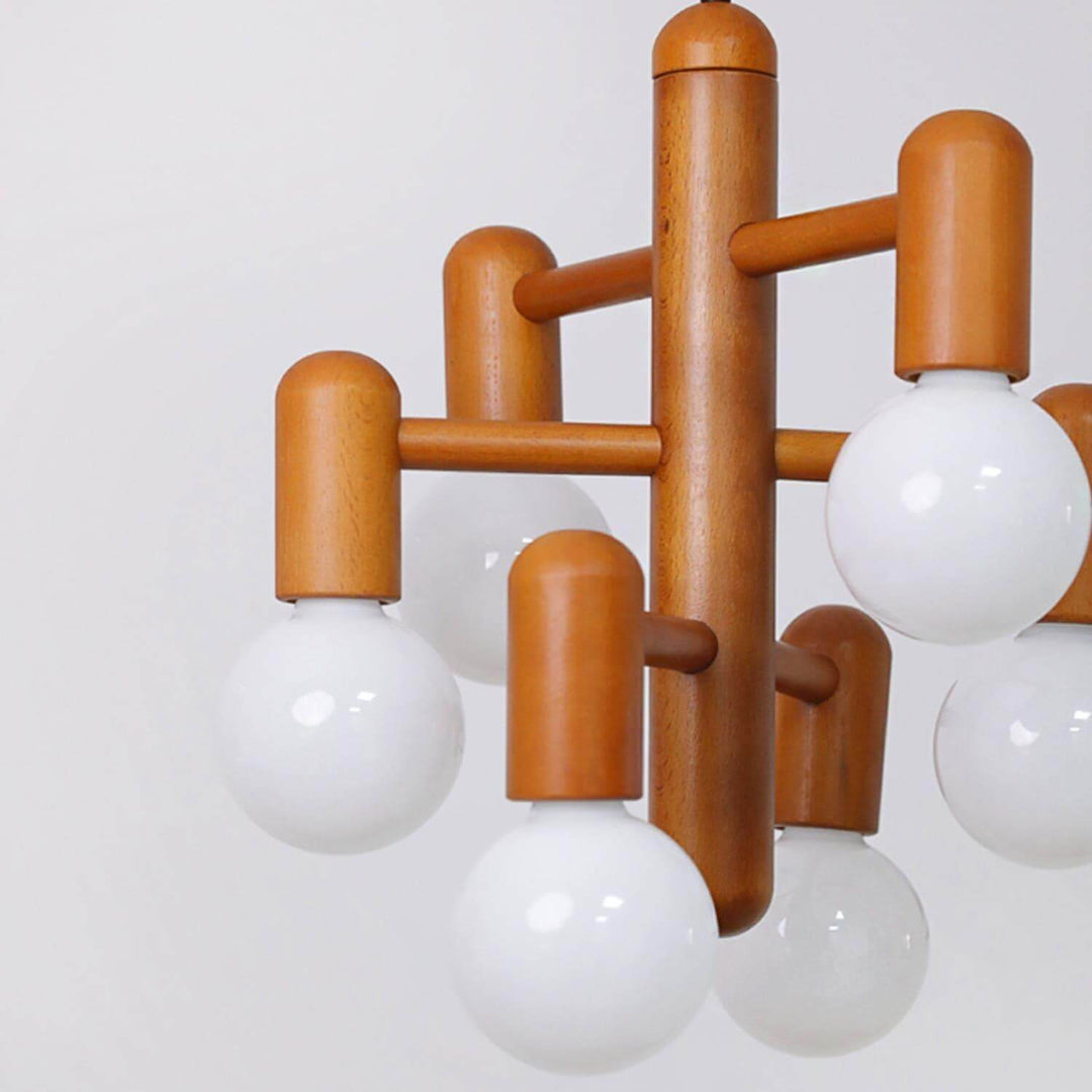 Artju Chandelier - Elegant Beech Wood Design with Six Soft-Light Heads | Vinlighting | Vinlighting
