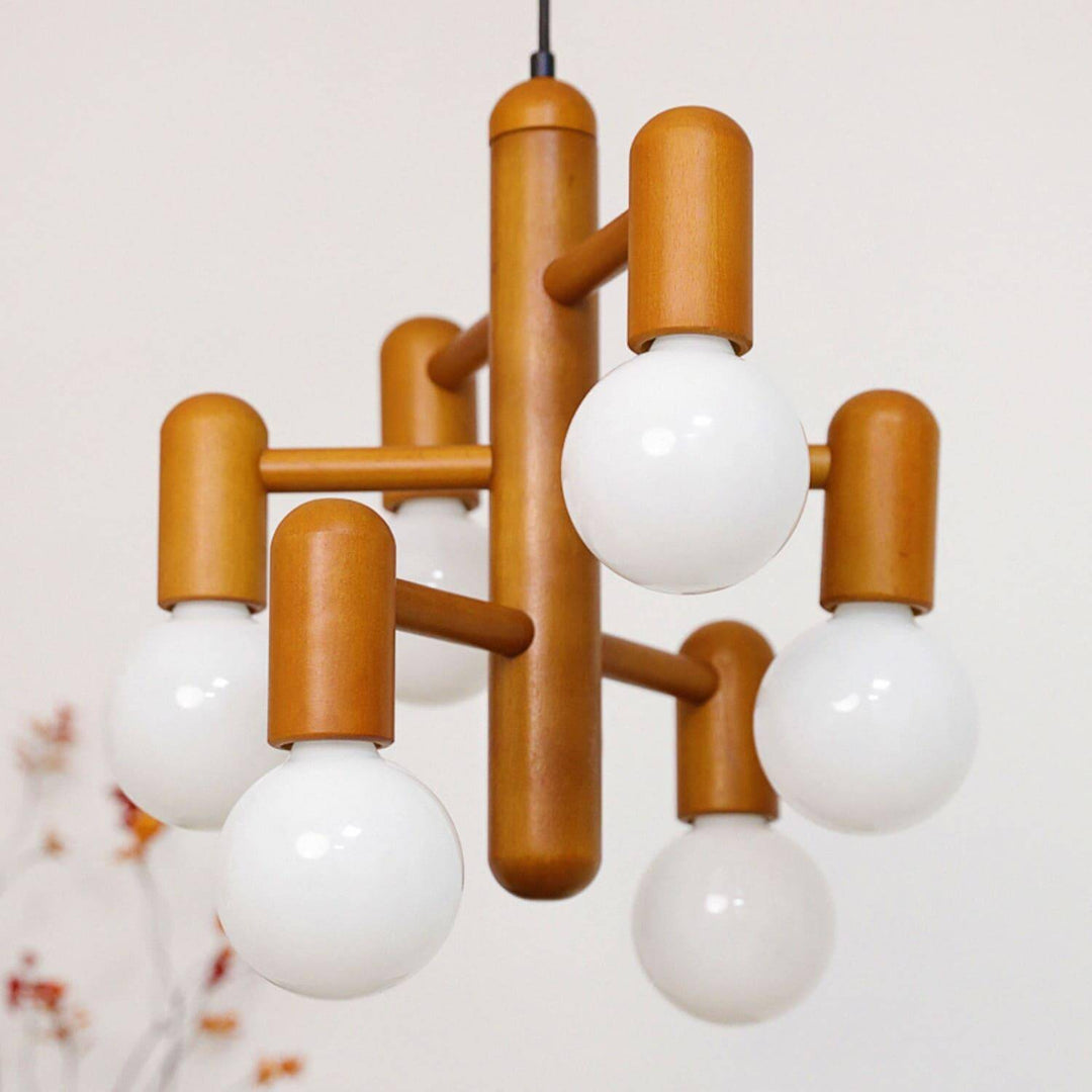 Artju Chandelier - Elegant Beech Wood Design with Six Soft-Light Heads | Vinlighting | Vinlighting