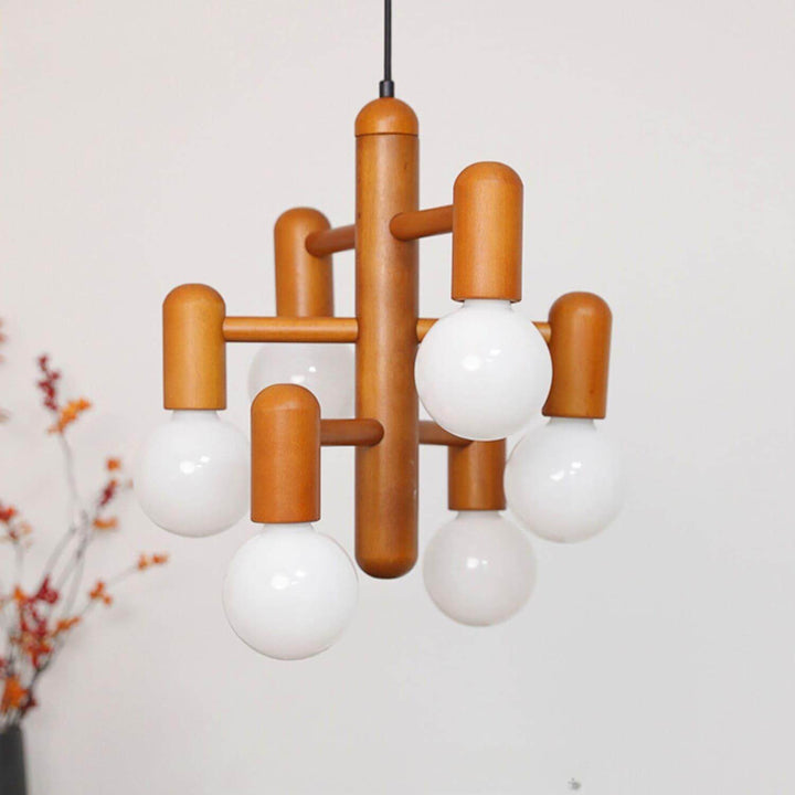 Artju Chandelier - Elegant Beech Wood Design with Six Soft-Light Heads | Vinlighting | Vinlighting